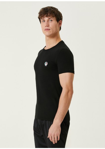 Siyah Logo Nakışlı T-Shirt modelleri