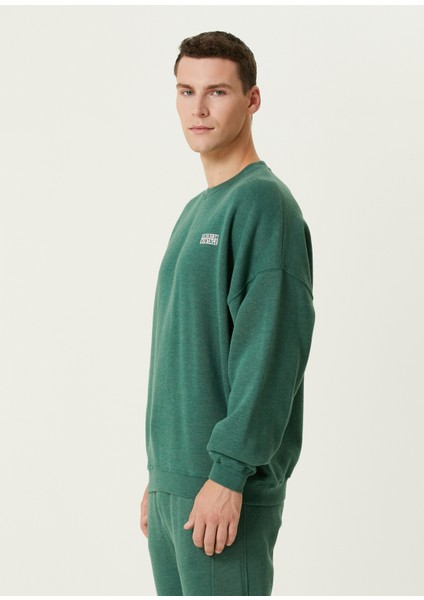 Koyu Yeşil Logo Baskılı Sweatshirt modelleri