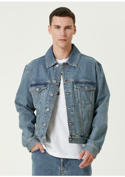 Mavi Logo Desenli Denim Gömlek