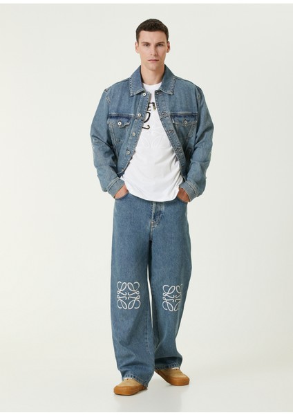 Mavi Logo Desenli Denim Gömlek