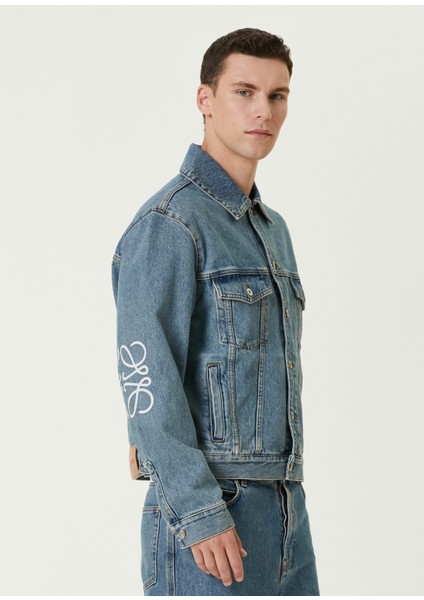 Mavi Logo Desenli Denim Gömlek