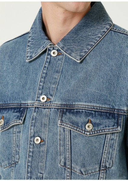 Mavi Logo Desenli Denim Gömlek