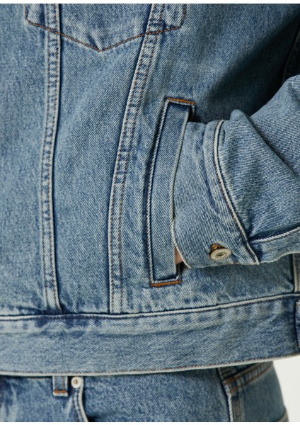 Mavi Logo Desenli Denim Gömlek