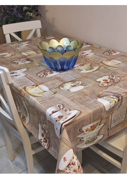 Elyaflı Pvc Muşamba - Desenli Silinebilir Masa Örtüsü ( Bej) fiyatları