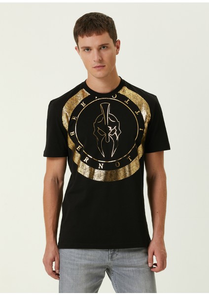 Siyah Gold Varak Baskılı T-Shirt