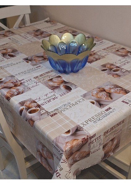 Elyaflı Pvc Muşamba - Desenli Silinebilir Masa Örtüsü ( Bej) modelleri