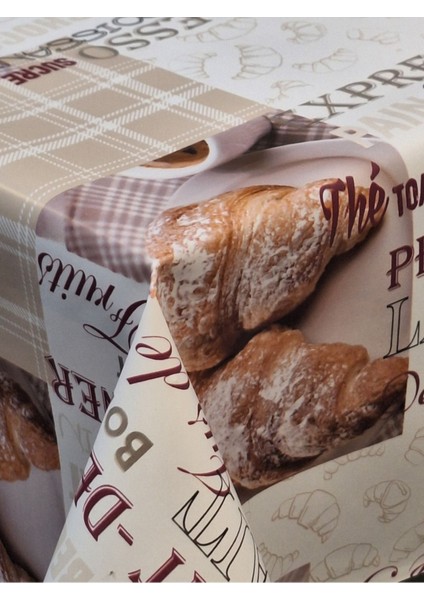 Elyaflı Pvc Muşamba - Desenli Silinebilir Masa Örtüsü ( Bej)