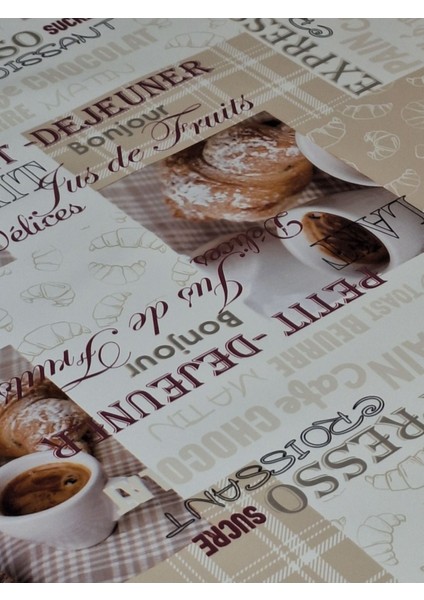 Elyaflı Pvc Muşamba - Desenli Silinebilir Masa Örtüsü ( Bej)