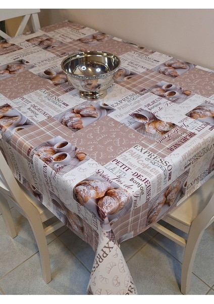 Elyaflı Pvc Muşamba - Desenli Silinebilir Masa Örtüsü ( Kahve) modelleri