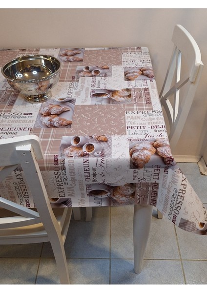 Elyaflı Pvc Muşamba - Desenli Silinebilir Masa Örtüsü ( Kahve) fırsatları