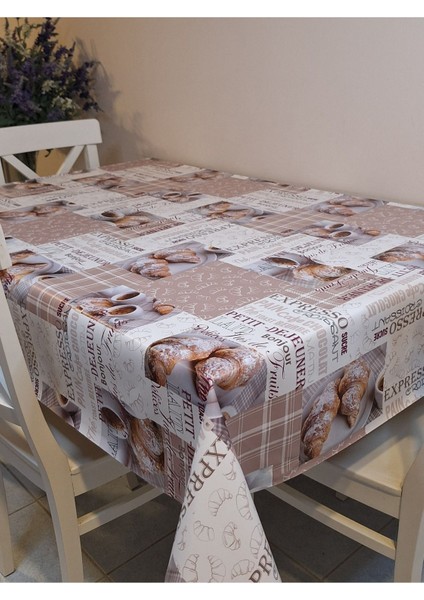 Elyaflı Pvc Muşamba - Desenli Silinebilir Masa Örtüsü ( Kahve) indirimleri