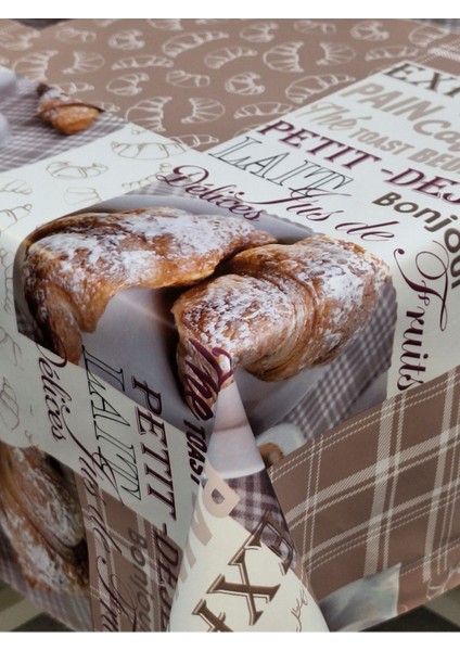 Elyaflı Pvc Muşamba - Desenli Silinebilir Masa Örtüsü ( Kahve)