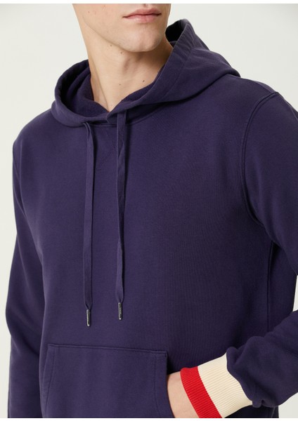 Lacivert Beyaz Kapüşonlu Logo Nakışlı Sweatshirt indirimleri