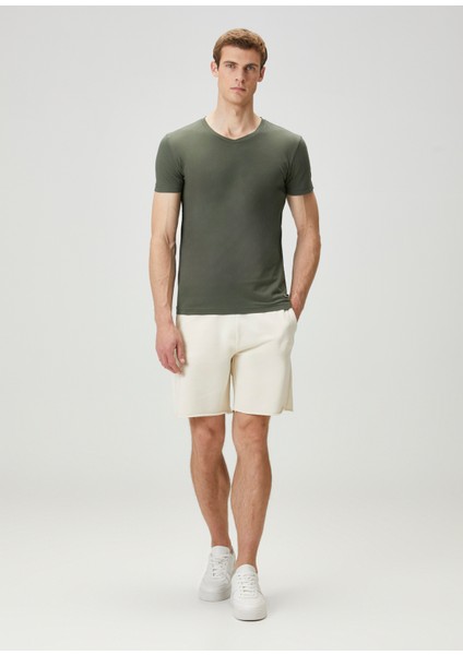 Yeşil V Yaka Basic T-Shirt fiyatları
