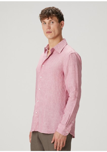 Pembe Keten Gömlek