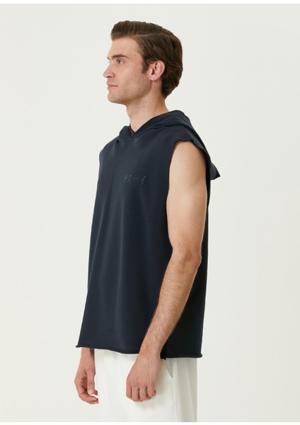 Hiro Koyu Lacivert Kapüşonlu Kısa Kollu Sweatshirt modelleri