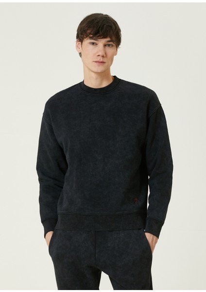 Sumi Siyah Yazı Nakışlı Sweatshirt