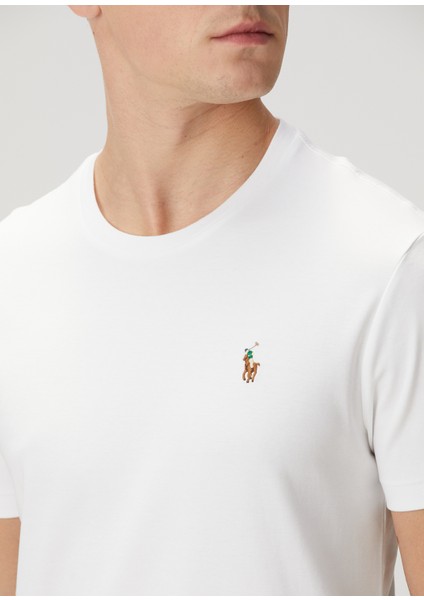 Beyaz Logo Nakışlı Basic T-Shirt indirimleri