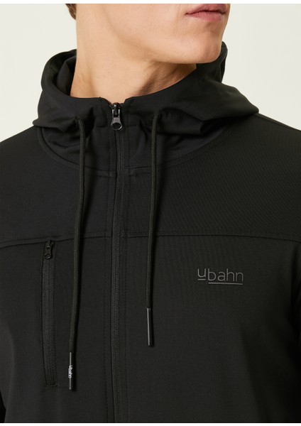 Siyah Kapüşonlu Logolu Sweatshirt