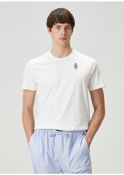 Mavi Beyaz Logo Detaylı Pijama Seti