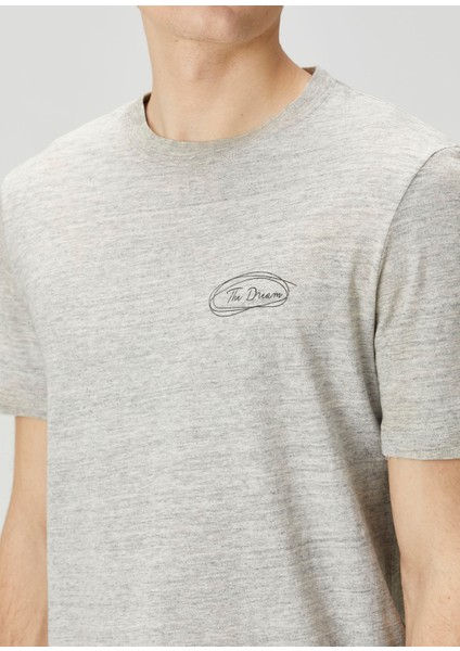 Gri Slogan Baskılı T-Shirt indirimleri