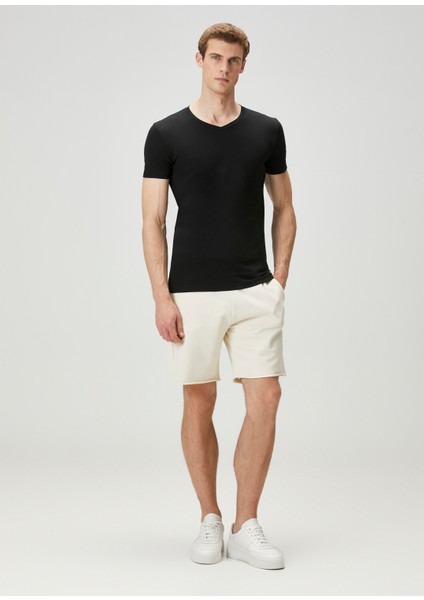 Siyah V Yaka Basic T-Shirt
