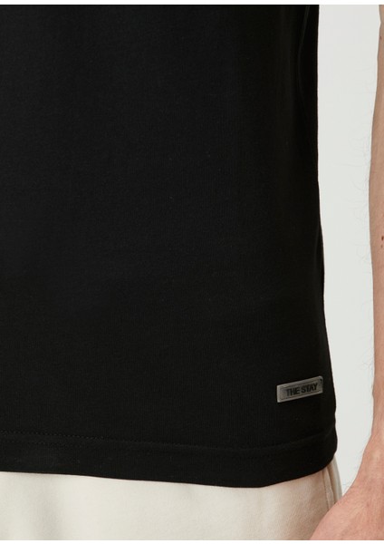 Siyah V Yaka Basic T-Shirt