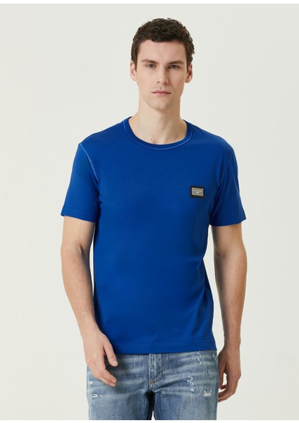 Koyu Mavi Logo Detaylı T-Shirt