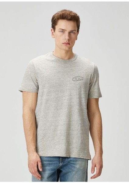 Gri Slogan Baskılı T-Shirt