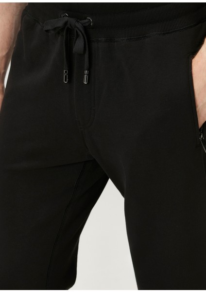 Siyah Beli Kordonlu Jogger Eşofman Altı