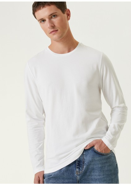Beyaz Logo Detaylı Uzun Kollu T-Shirt fiyatları