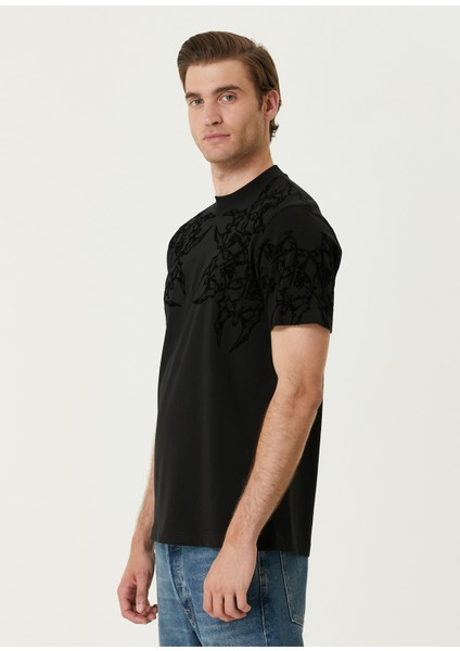 Siyah Omuzu Baskılı T-Shirt modelleri