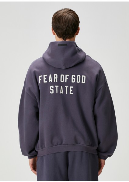 Lacivert Kapüşonlu Logo Baskılı Sweatshirt fırsatları
