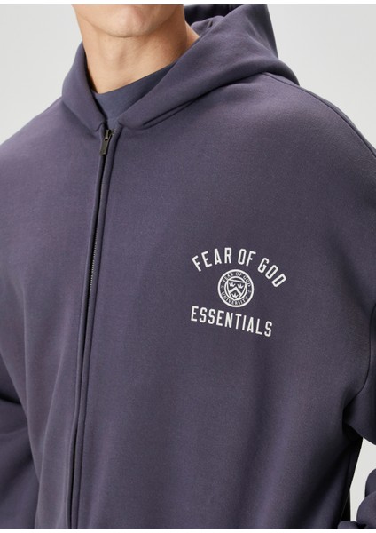 Lacivert Kapüşonlu Logo Baskılı Sweatshirt indirimleri