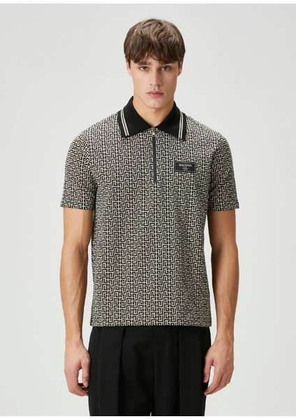 Siyah Beyaz Organik Pamuk Polo T-Shirt