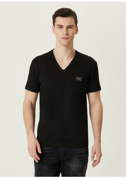 Siyah Logo Detaylı T-Shirt