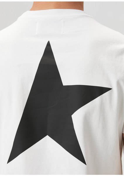 Regular Fit Star Siyah Beyaz Logo Baskılı T-Shirt