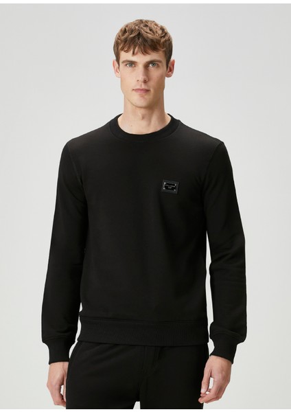 Siyah Logo Detaylı Sweatshirt