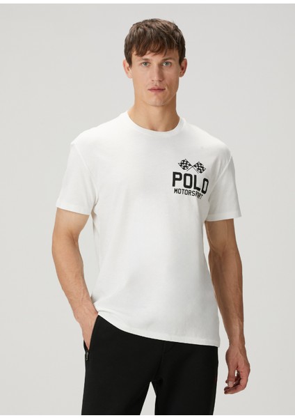 Beyaz Logo Baskılı T-Shirt