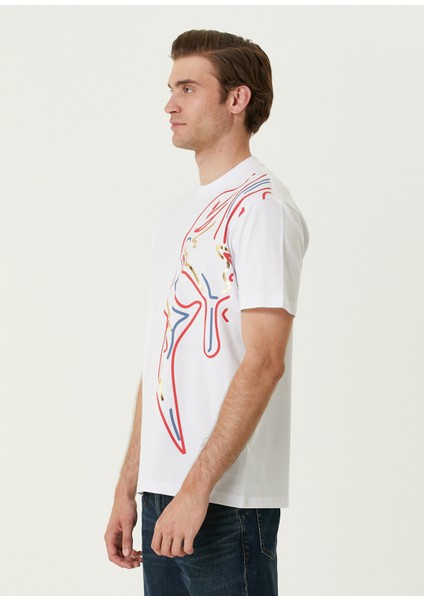 Beyaz Grafik Baskılı T-Shirt modelleri