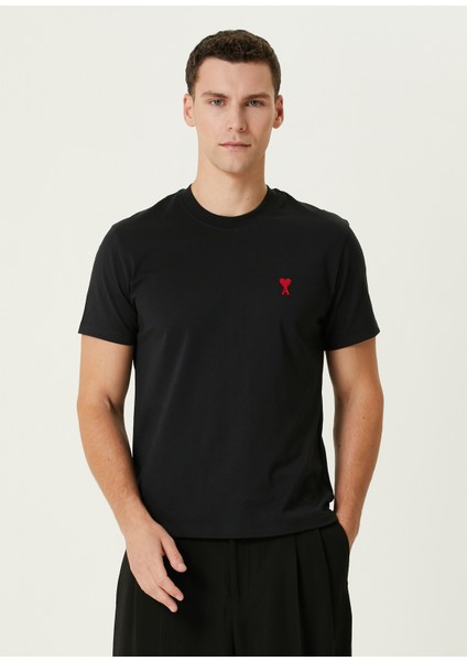 Siyah Logo Nakışlı T-Shirt