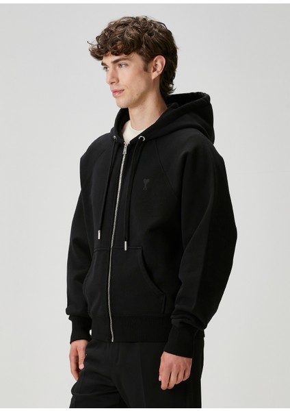 Siyah Kapüşonlu Organik Pamuk Sweatshirt modelleri
