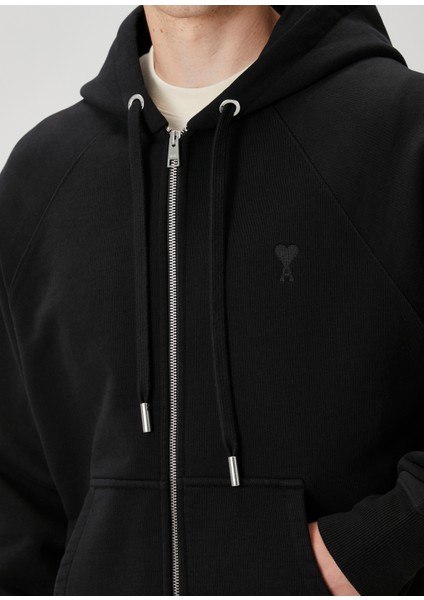 Siyah Kapüşonlu Organik Pamuk Sweatshirt indirimleri