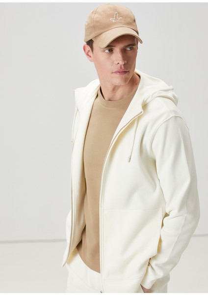 Krem Kapüşonlu Sweatshirt