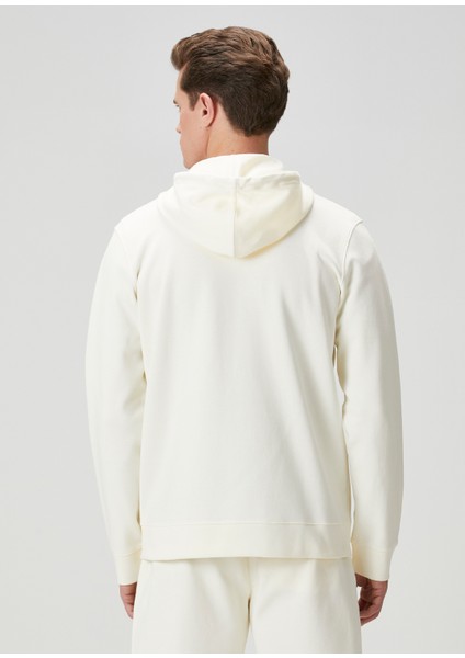Krem Kapüşonlu Sweatshirt