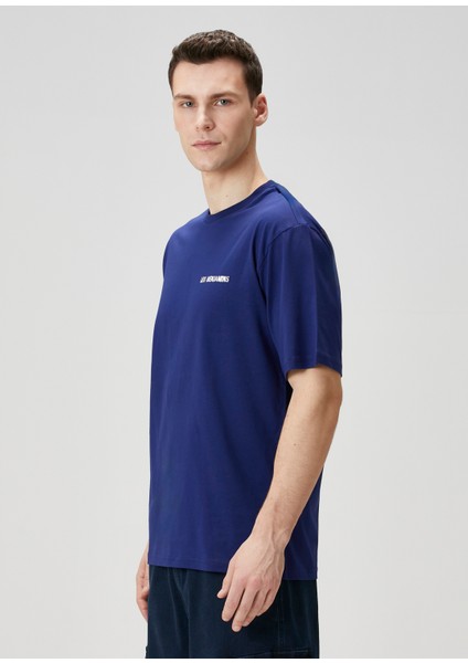 Relaxed Lacivert Logo Baskılı T-Shirt modelleri