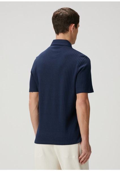 Lacivert Polo Yaka Keten T-Shirt fırsatları