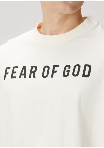 Krem Logo Baskılı T-Shirt indirimleri