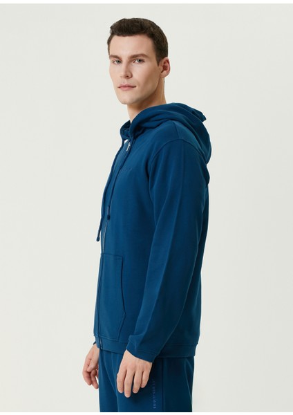 Mavi Kapüşonlu Sweatshirt