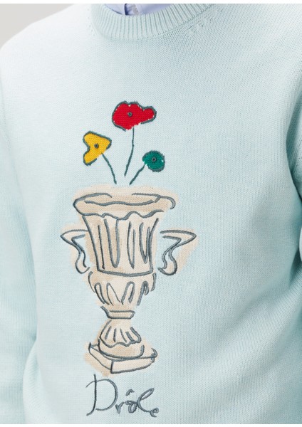 Maille Vase Açık Mavi Yün Kazak